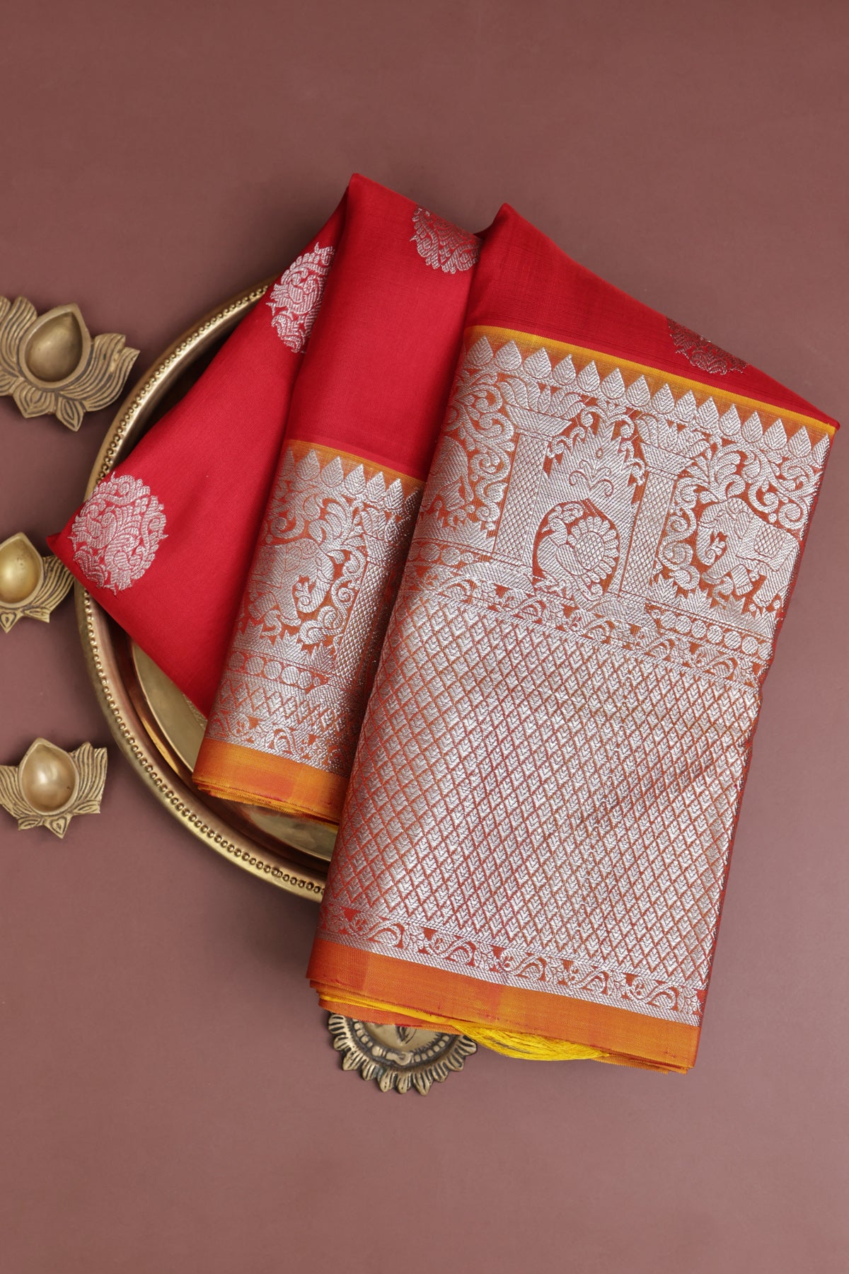 Venkatagiri Silk Peach Saree