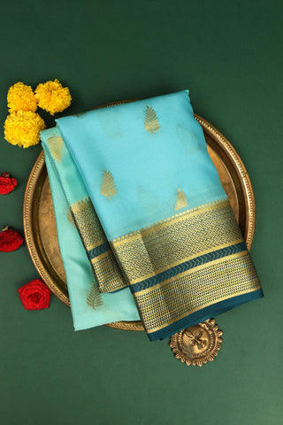 Mysore Crepe Sky Blue Saree