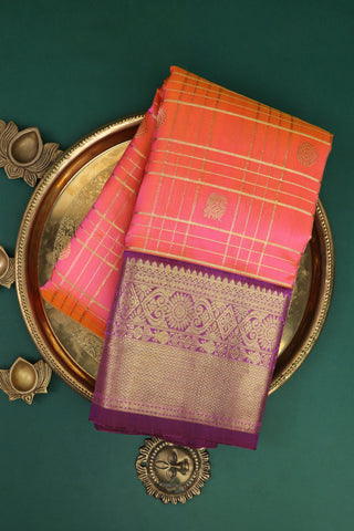 Venkatagiri Silk Peach Saree