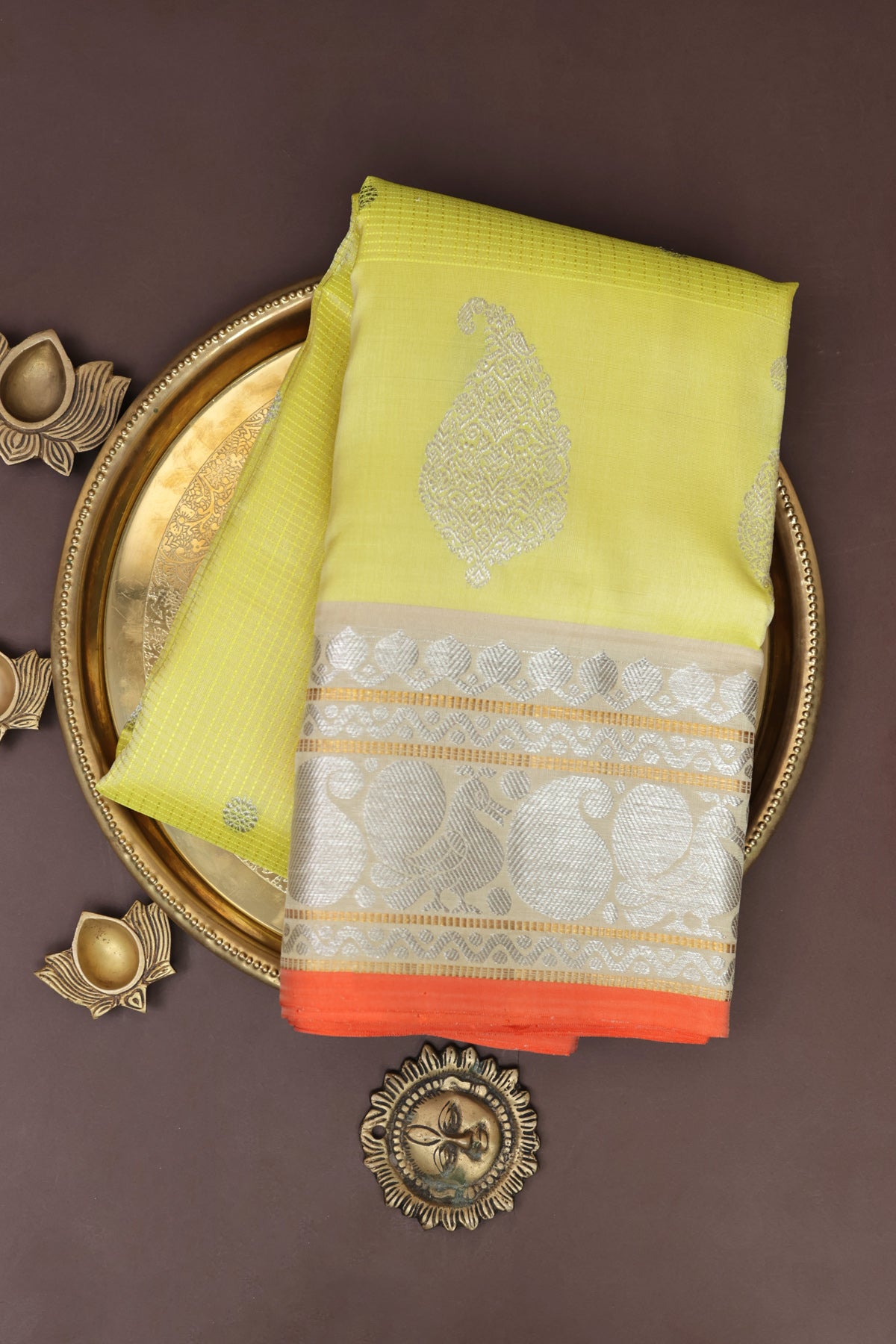 Venkatagiri Silk Lime Yellow Saree