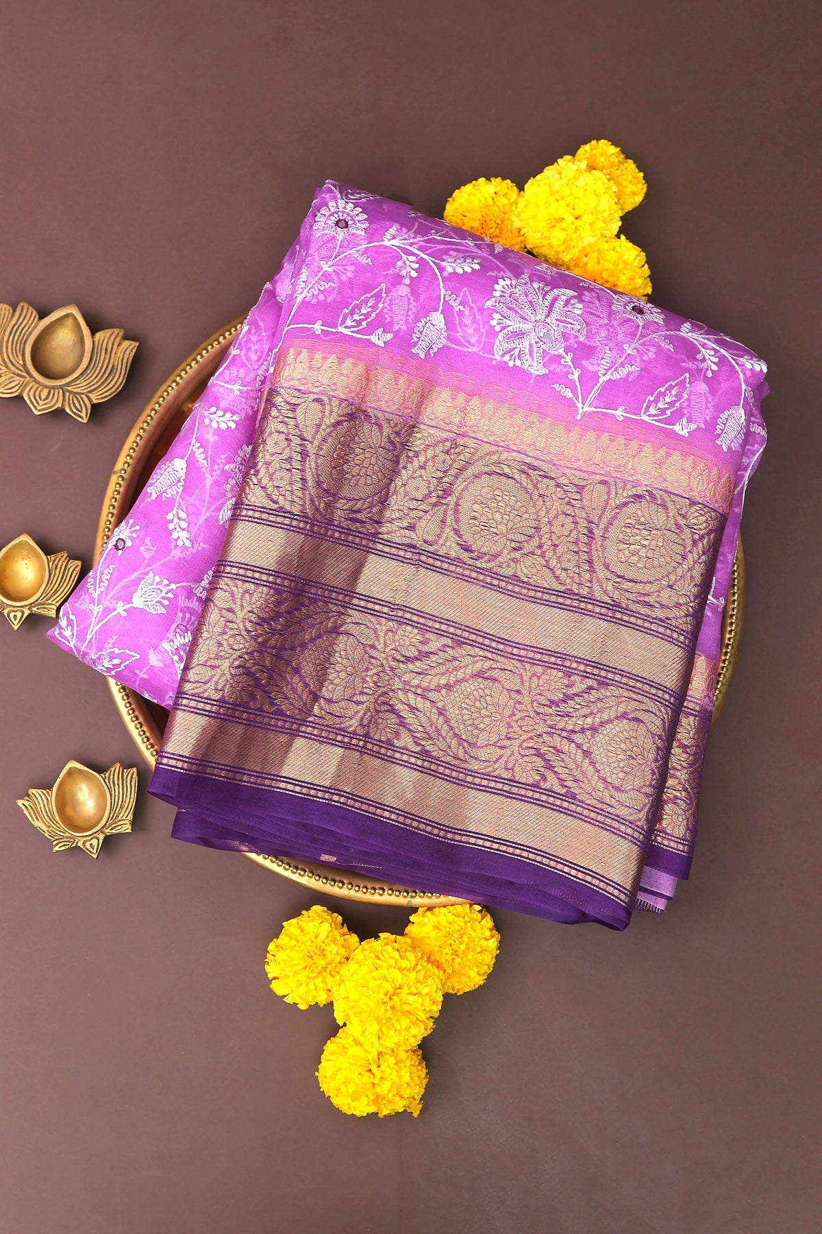 Designer Kora Pink Saree