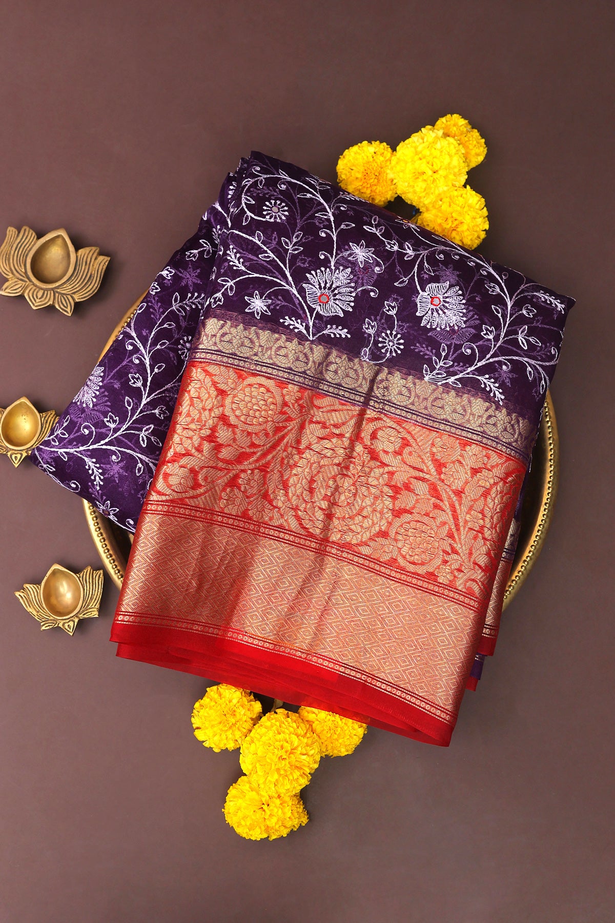 Designer Kora Purple Saree