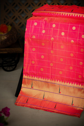 Paithani Silk Checks And Buttis Light Pink Saree