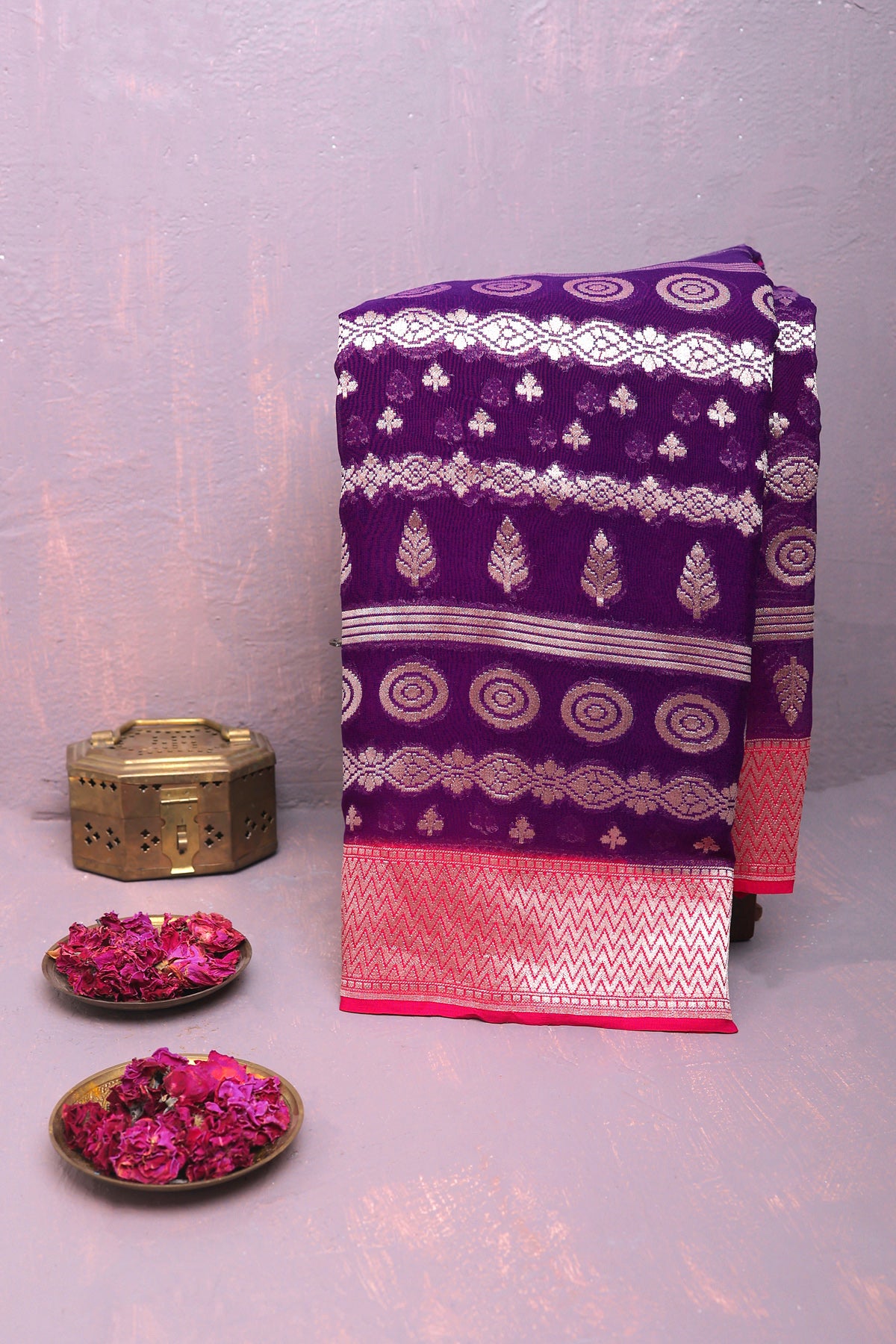 Kaddi Georgette Purple Saree