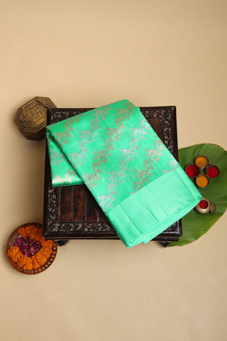 Designer Matka Silk Sea Green Saree