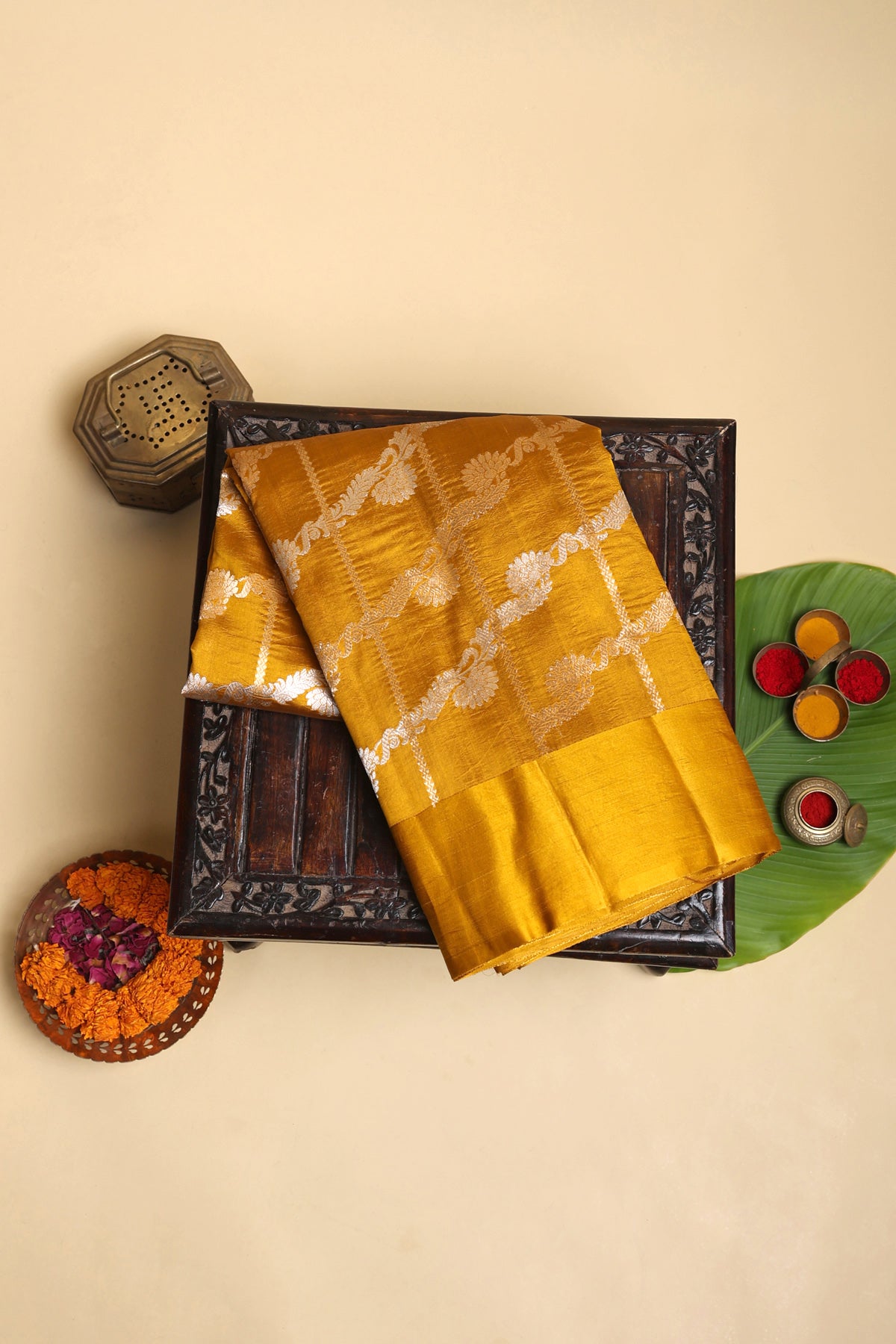 Designer Silk Mustard Saree