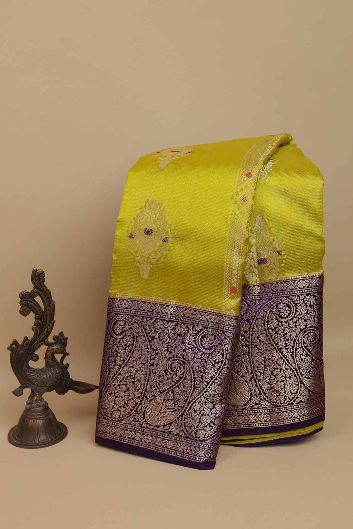 Designer Matka Silk Yellow Saree