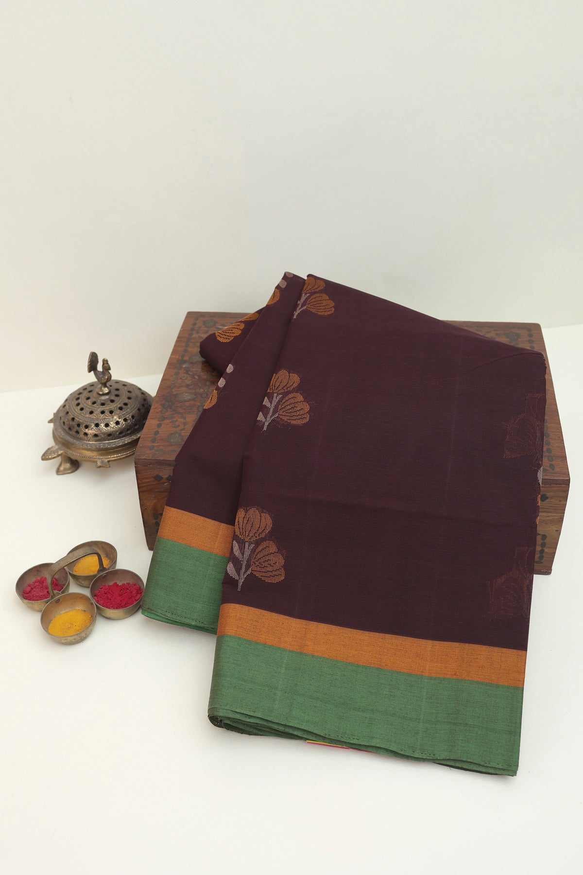 Kanchi Cotton Wine Saree