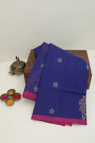 Kanchi Cotton Royal Blue Saree