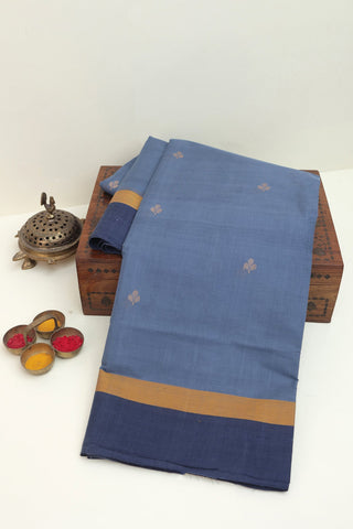 Kanchi Cotton Blue Saree