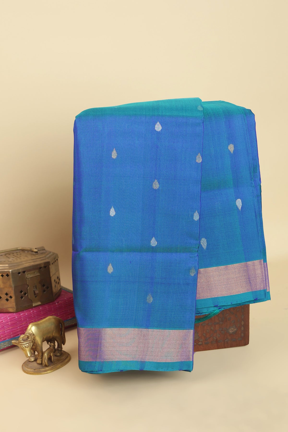 Uppada Silk Peacock Blue Saree