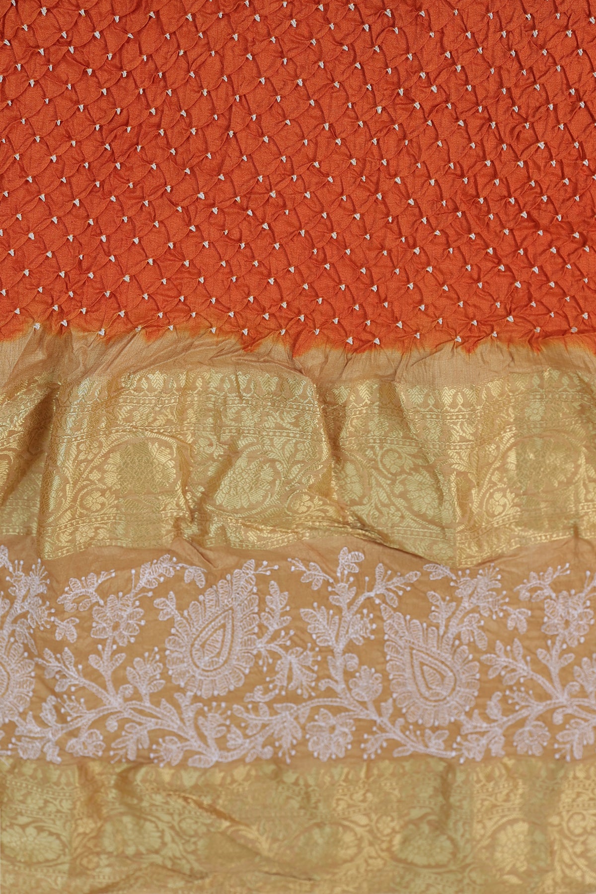 Bandhani Silk Orange Saree