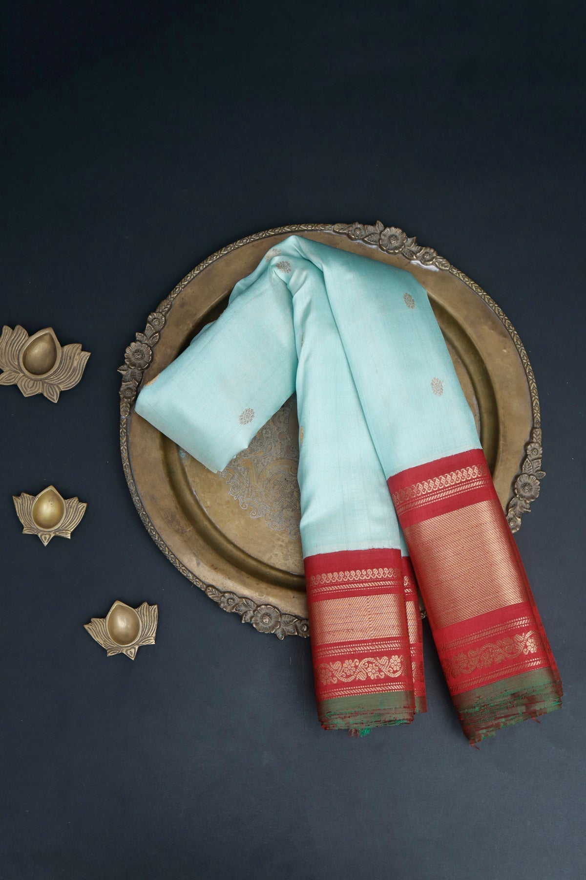 Gadwal Silk Sky Blue Saree