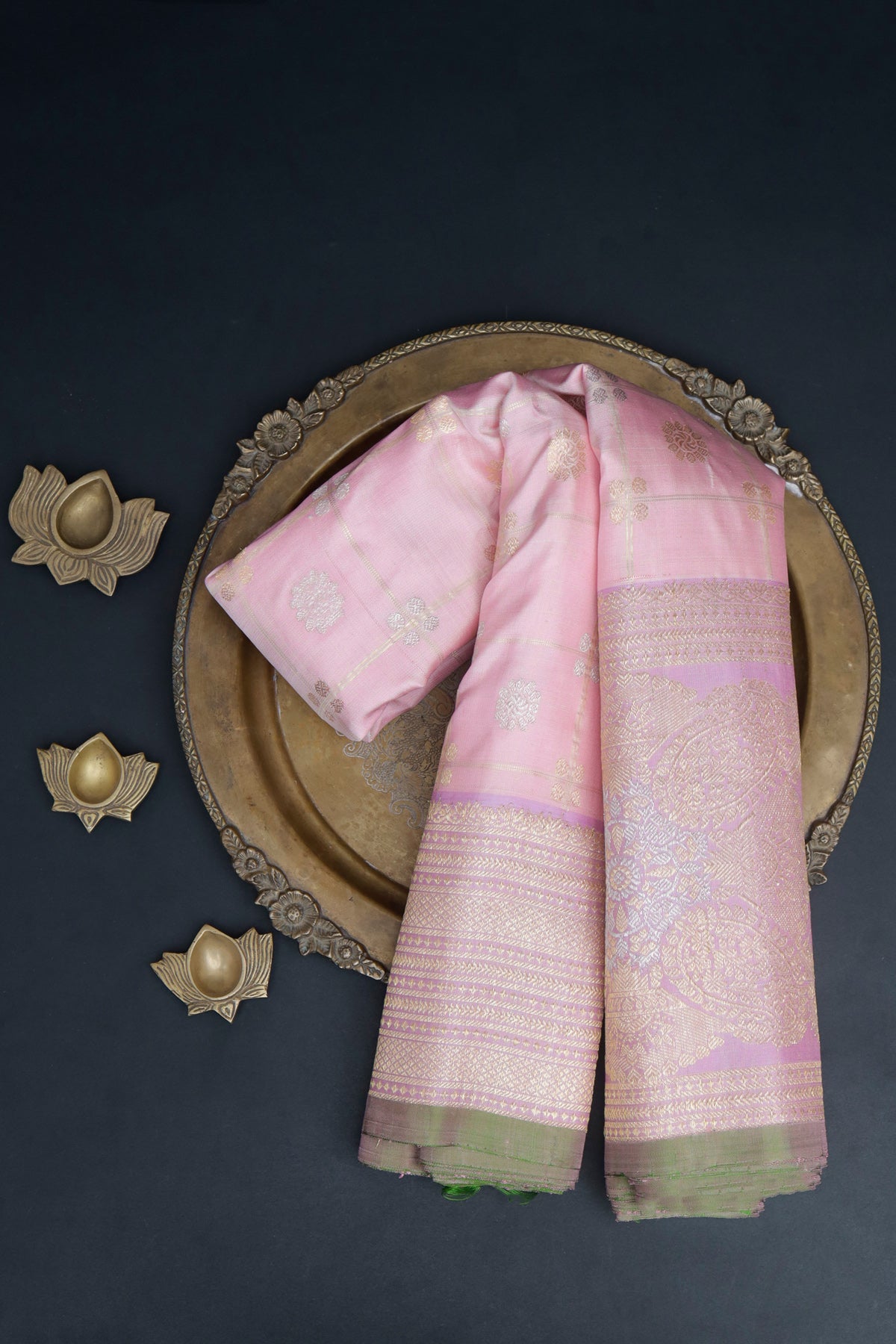 Gadwal Silk Baby Pink Saree