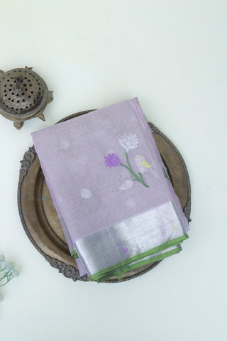 Zari Kota Cotton Lavender And Mauve Saree