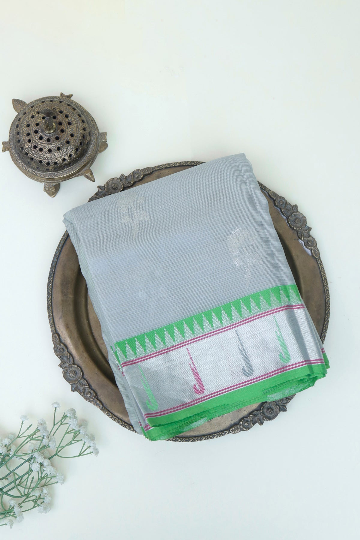 Zari Kota Cotton Grey Saree