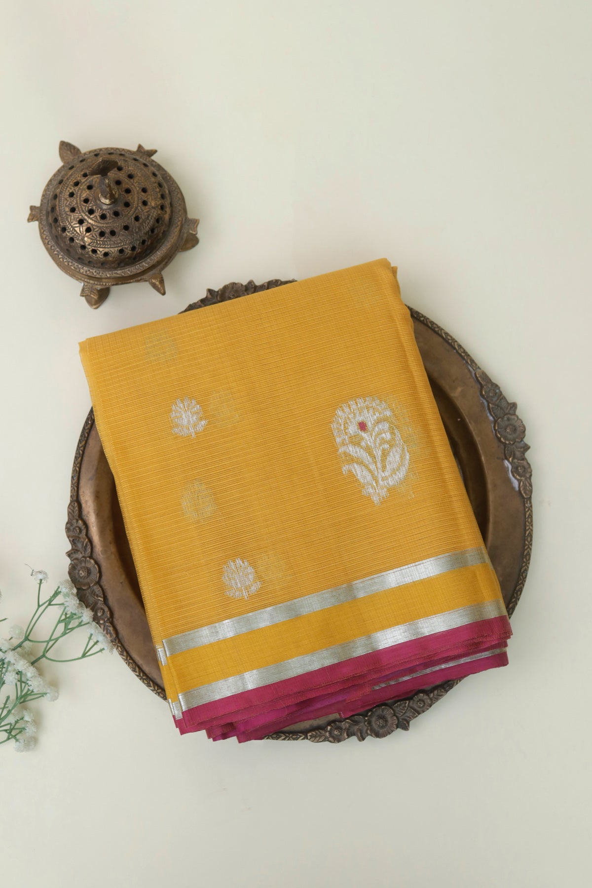 Zari Kota Cotton Mustard Saree