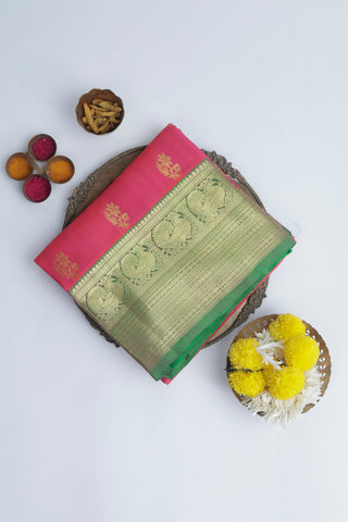 Venkatagiri Silk Peach Saree