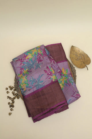 Designer Tussar Lavender Saree