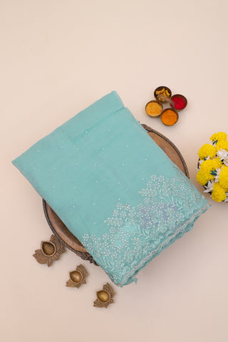 Designer Organza Sea Blue Saree