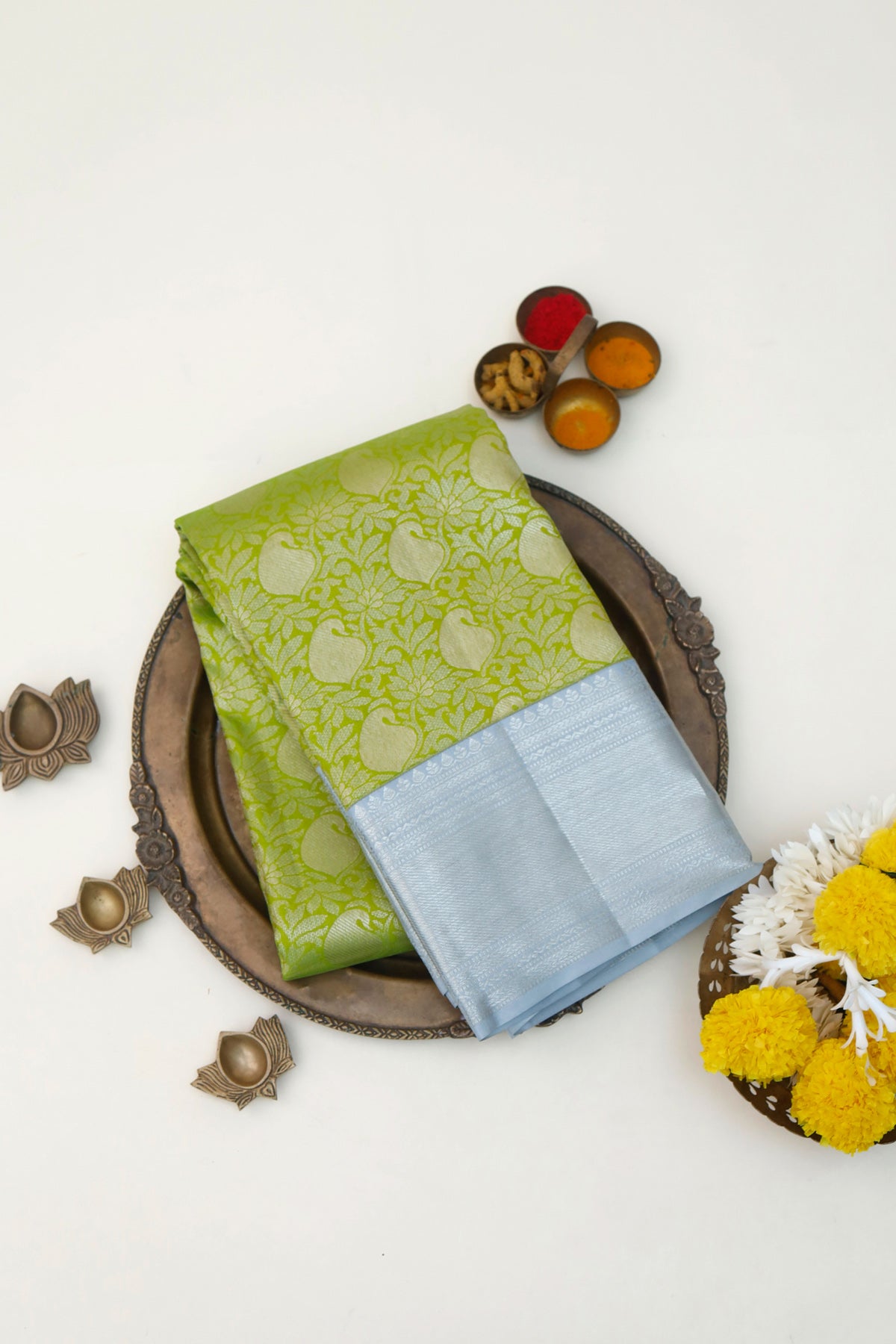 Kancheepuram Silk Parrot Green Saree