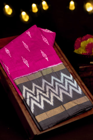 Ikat Silk Pink Saree