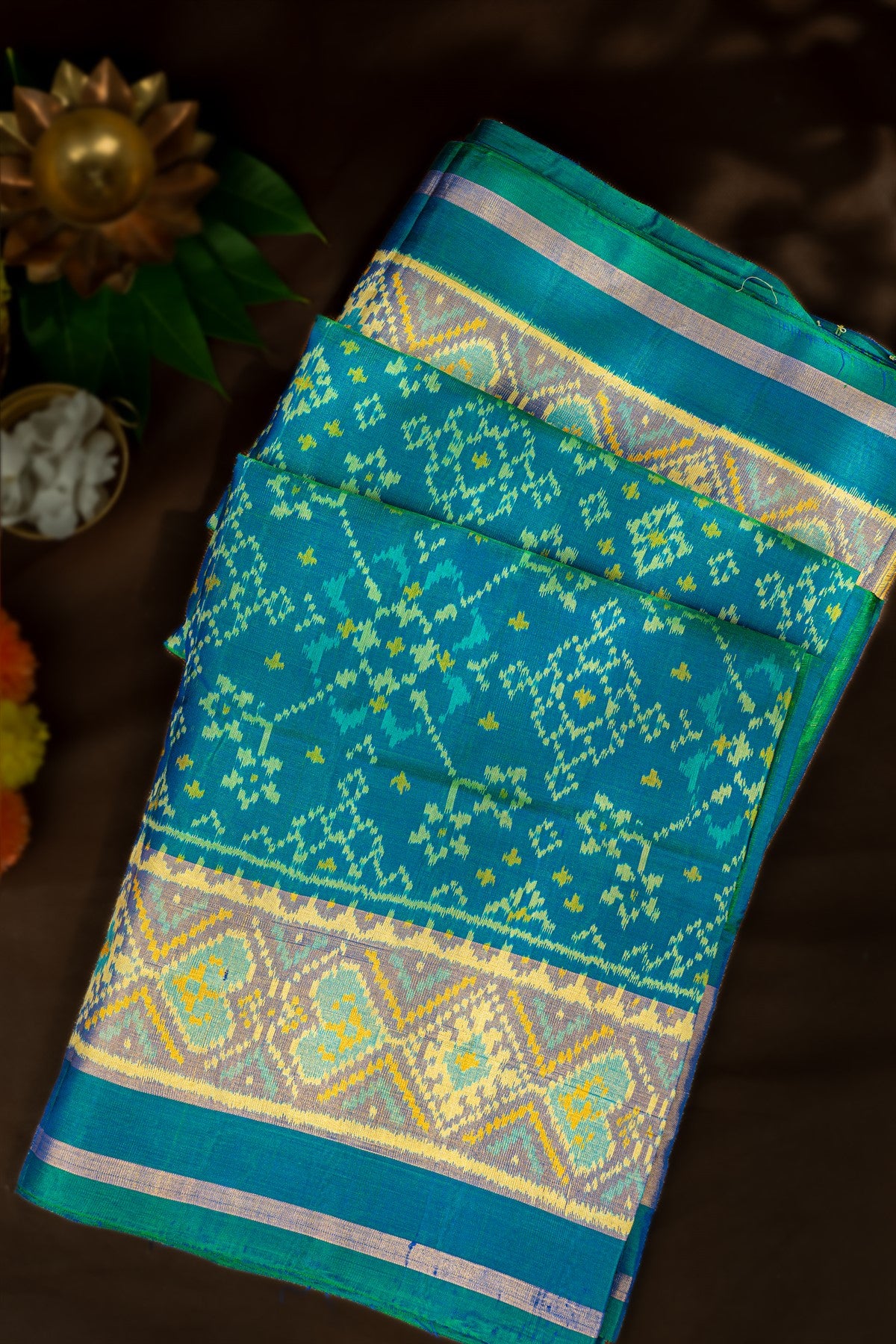 Patola Silk Peacock Blue Saree