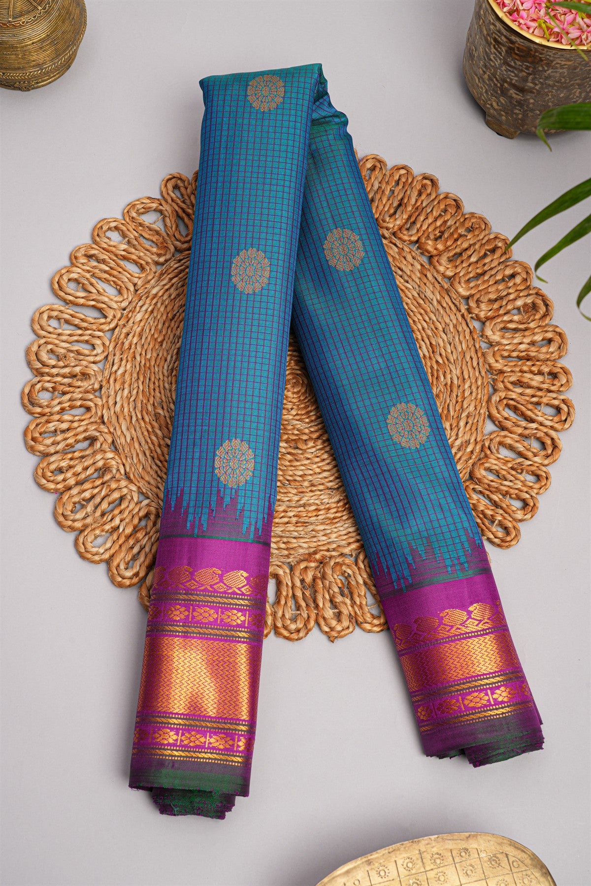 Gadwal Silk Sky Blue Saree