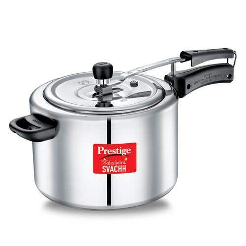 Prestige Nakshatra Plus Svachh Aluminium Inner Lid Pressure Cooker with Unique Deep Lid for Spillage Control