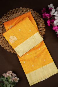 Mandir Tangy Orange & Silver Chanderi Buttis Saree