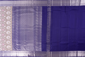 Mandir Grey & Navy Blue Banarasi Jaal Saree