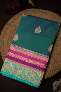 Mandir Dark Green & Multi-Colour Banarasi Buttis Saree